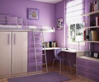 lilac loft bed with wardrobe