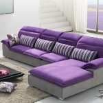 The combination of gray and purple in the interior in the style of minimalism