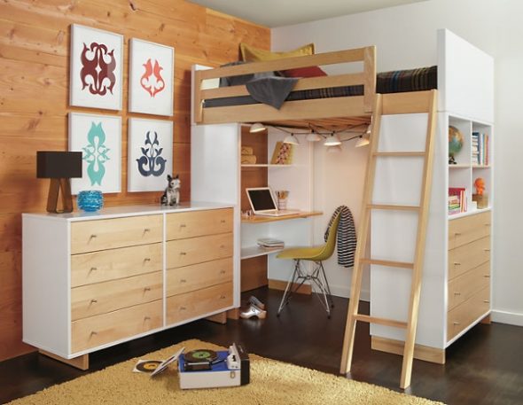 Stylish loft bed for a teenager