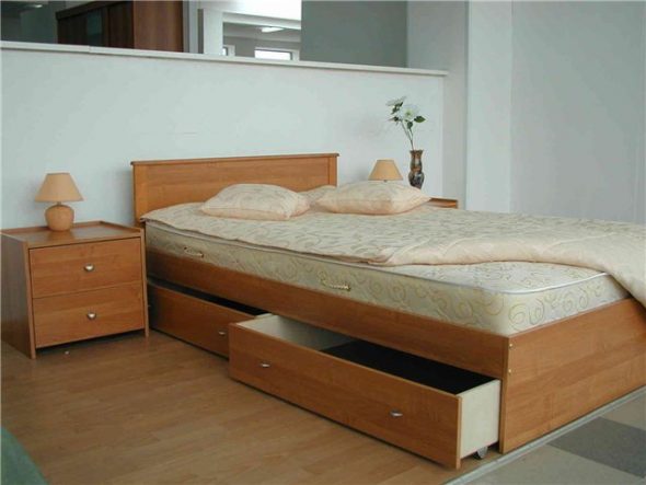 Comfortable bed with drawers