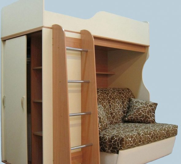 Corner furniture set with loft bed