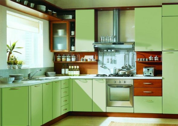 Indbygget ovn, matchet i farve til indretningen af ​​køkkenet