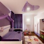 Delicate beige and bright purple in the girl's room