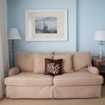 Beige sofa in the blue room
