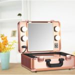 Suitcase - cosmetic bag with built-in small make-up mirror