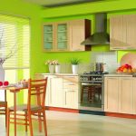 Wooden kitchen with beautiful decorations and decor