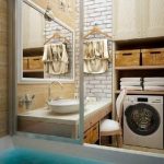 Dizajn kupaonice s perilicom rublja u otvorenom ormaru