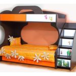 Bunk bed Pioneer MDF na may mga bedside drawer sa casters