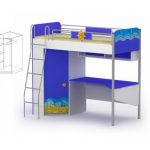 Bunk Bed with Work Area and Wardrobe Ocean