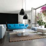 Blue sofa as a bright accent