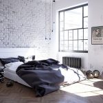 A good option to make a bedroom in the style of a loft in black and white.