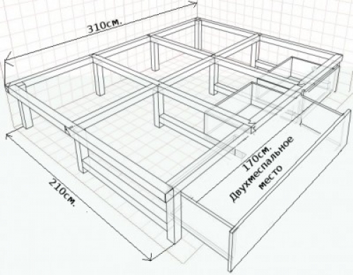 Framework of an exit bed podium