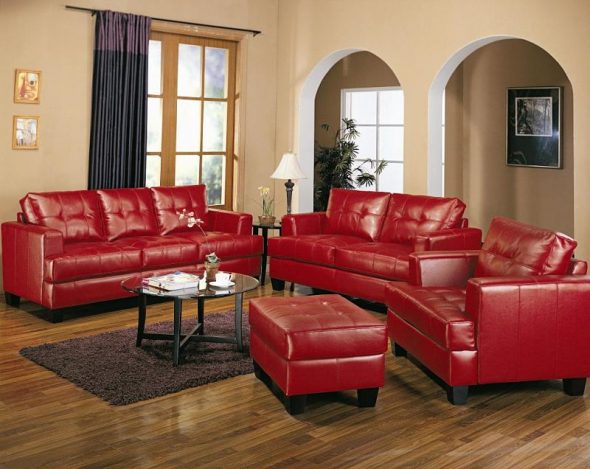 Red soft leather furniture