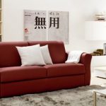 Red leather sofa for cabinet