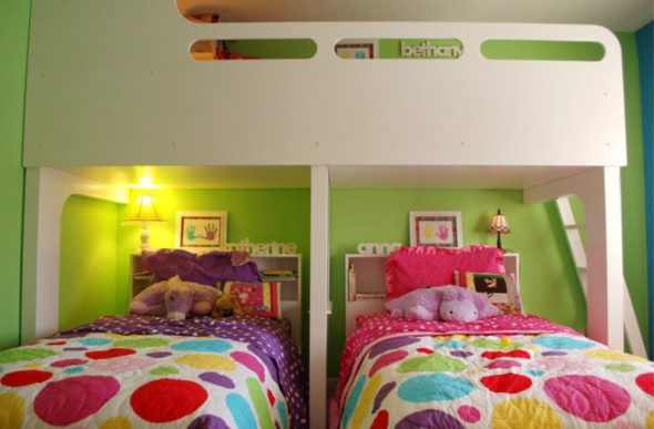 Loft bed with two beds