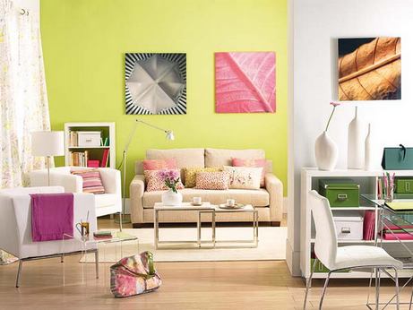 Neutral sofa in a color interior