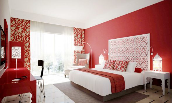 Unusual and bright combination of white and red