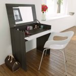 Folding dressing table with mirror and shelf