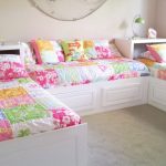 P shaped bedding for three girls