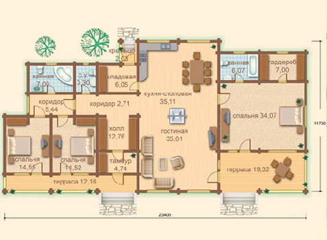 Stort hus med en layout