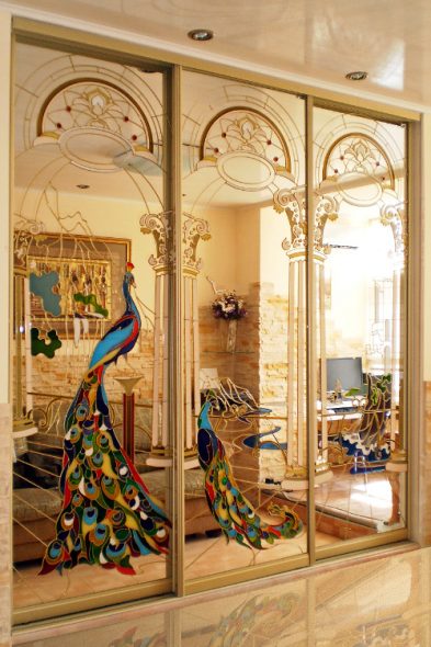 Chic wardrobe with stained glass