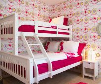 Cute bed in the room of young girls
