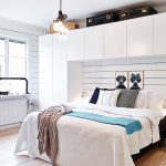 Scandinavian style welcomes the use of bright accents in the design of the bedroom
