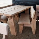 Table and benches made of wood