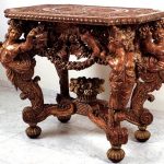 Oak table with unusual sculptural carving