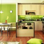 Green kitchen with additional lighting