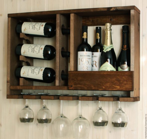 Rack for wine in the kitchen