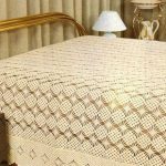 Crocheted openwork bedspread with original pattern