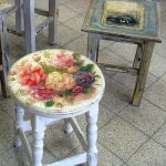 Decoupage stool with craquelure effect