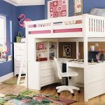Beautiful loft bed in white and pink color