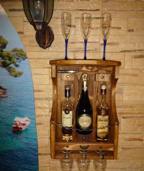 Small decorative wine shelf
