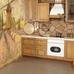 Fotoğraf duvar kağıtları ile country tarzı mutfağı tasarlamak