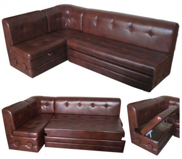Corner sofa na gawa sa leatherette