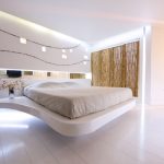 Unusual white floating bed
