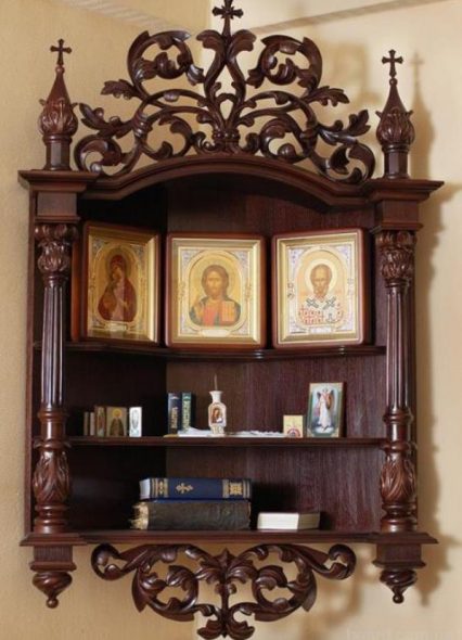 Beautiful shelf for icons in three tiers