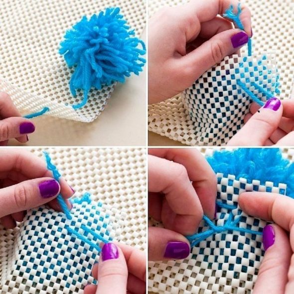 Bind pompons to the grid
