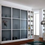 Wardrobe with transparent frosted doors in bright colors