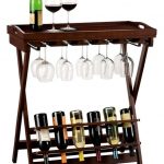 Collapsible shelf with legs for bottles and glasses