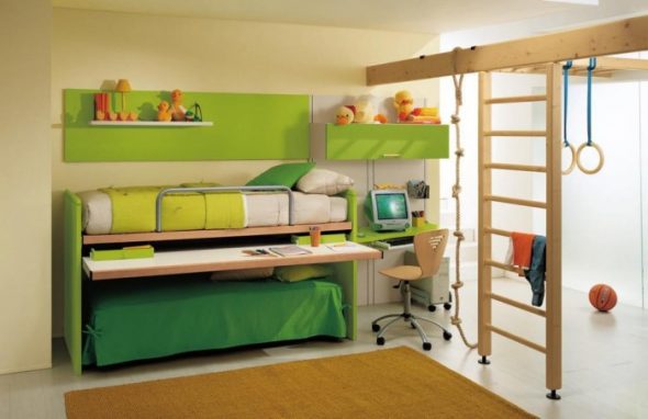 Modern bunk transforming bed