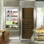 Maginhawang built-in refrigerator na may mga transparent na pinto