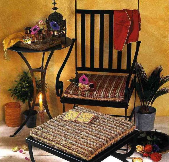 Knitted chair cushions
