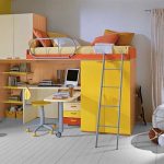 Bright yellow loft bed for a stylish room