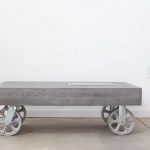 Concrete table on wheels