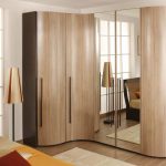 Wooden corner cabinet na may mirrored door
