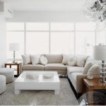 Sofa milky color para sa living room na puti