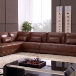 Brown leather sofa para sa Japanese-style interior
